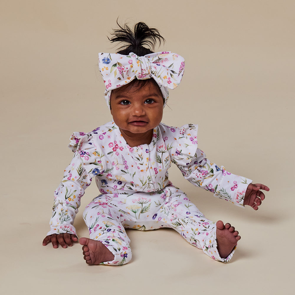 Gracie Organic Snugglesuit Convertible Romper with Frill - View 9