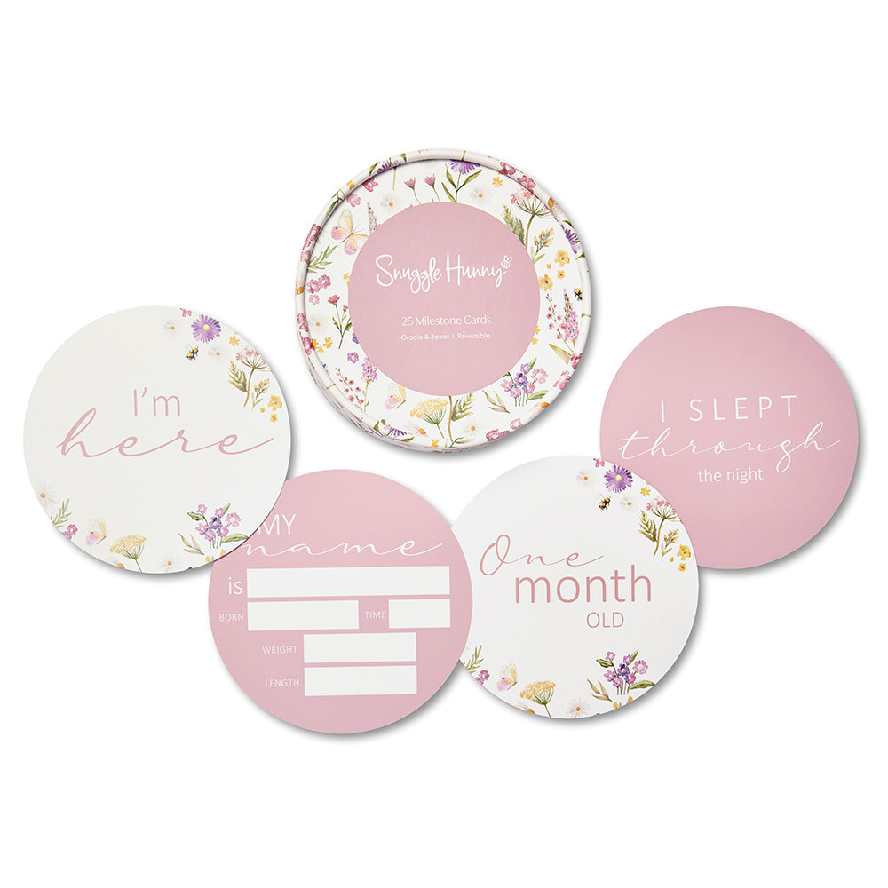 Gracie & Jewel Pink Reversible Milestone Cards - View 1