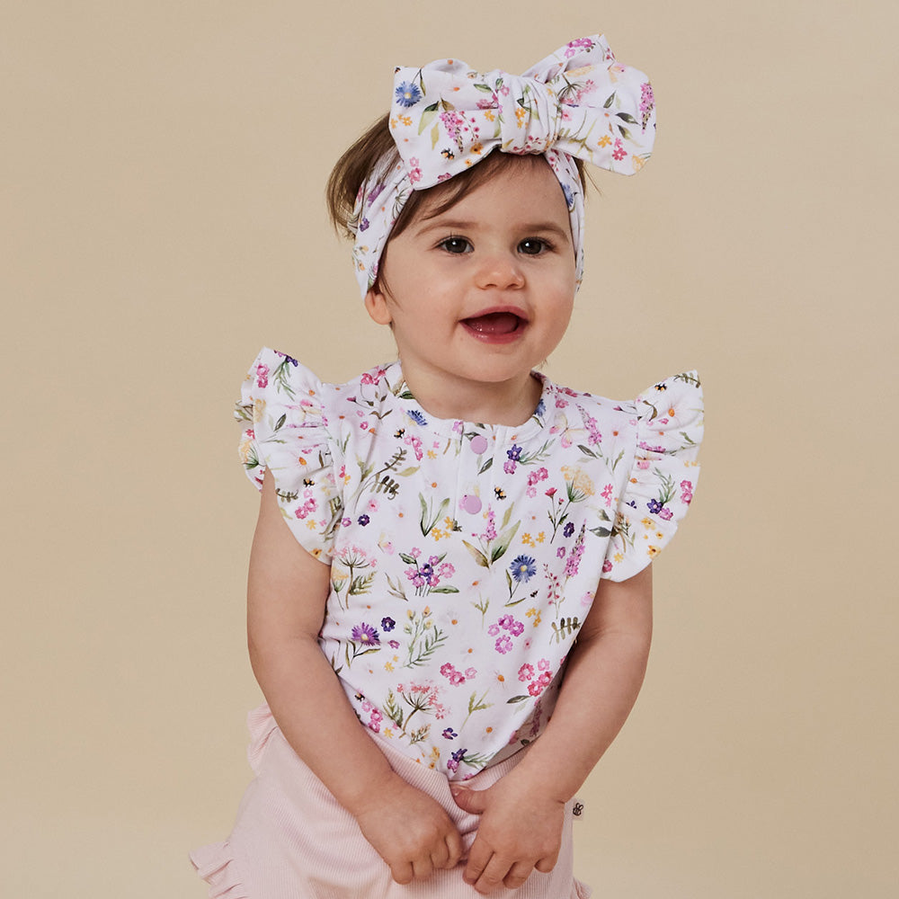 Gracie Short Sleeve Organic Bodysuit with Frill - View 7