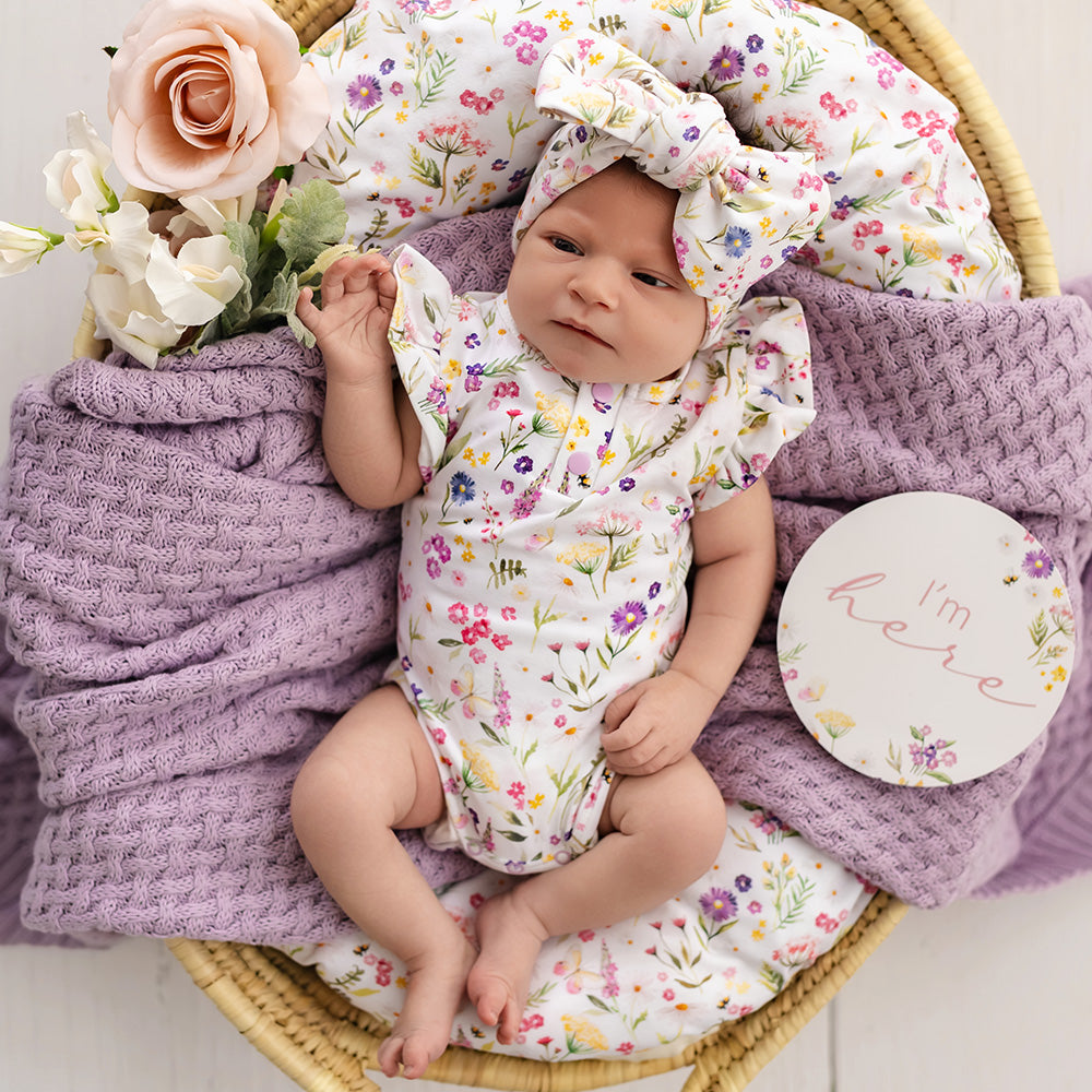 Gracie Short Sleeve Organic Bodysuit with Frill - View 3
