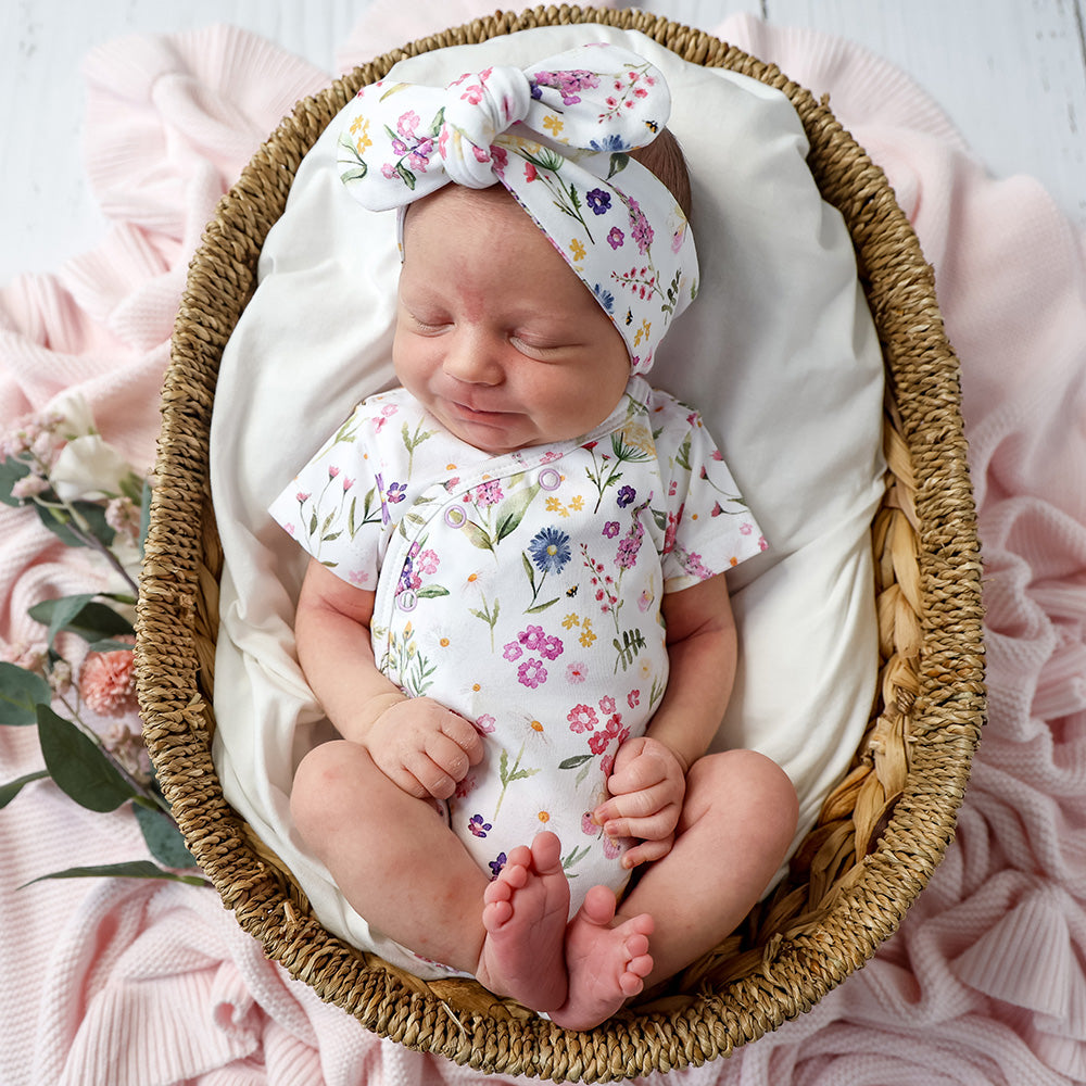 Gracie Short Sleeve Organic Kimono Bodysuit - View 1