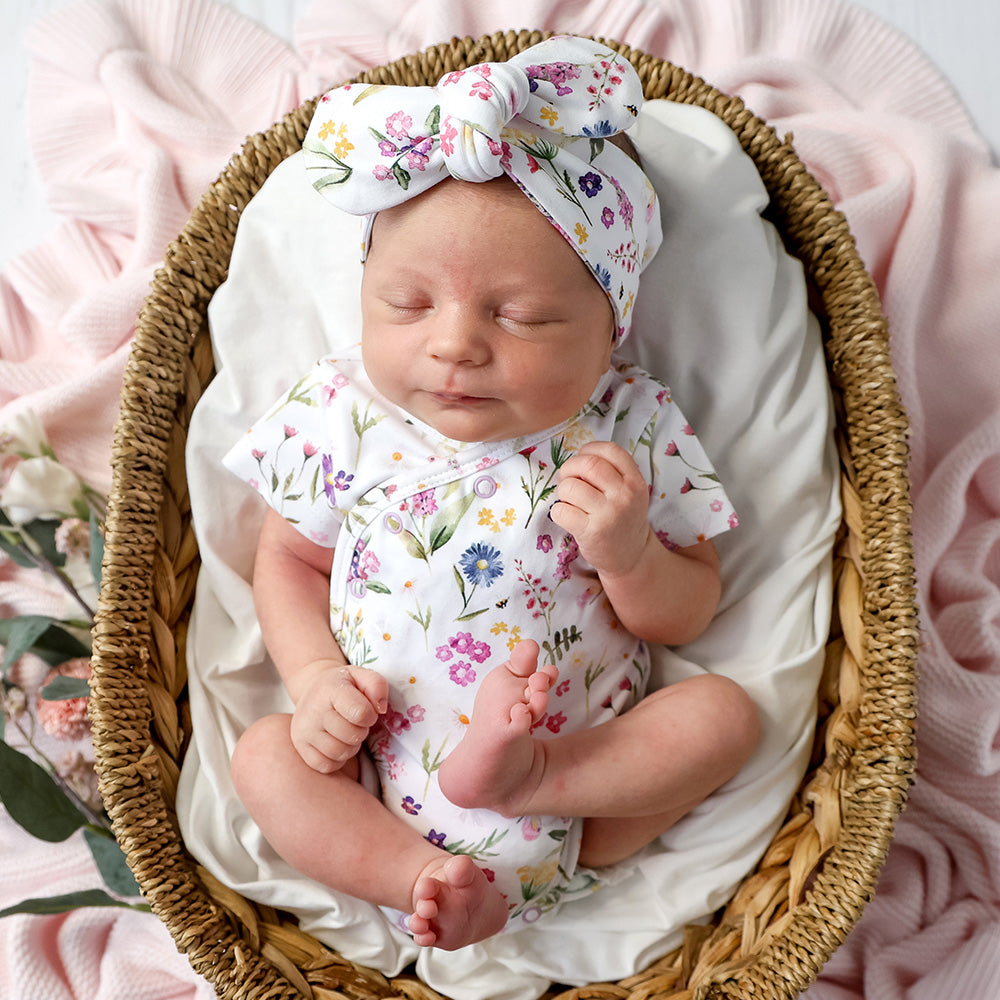 Gracie Short Sleeve Organic Kimono Bodysuit - View 4