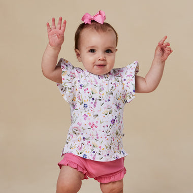 Gracie Organic Short Sleeve Top with Frill | Snuggle Hunny