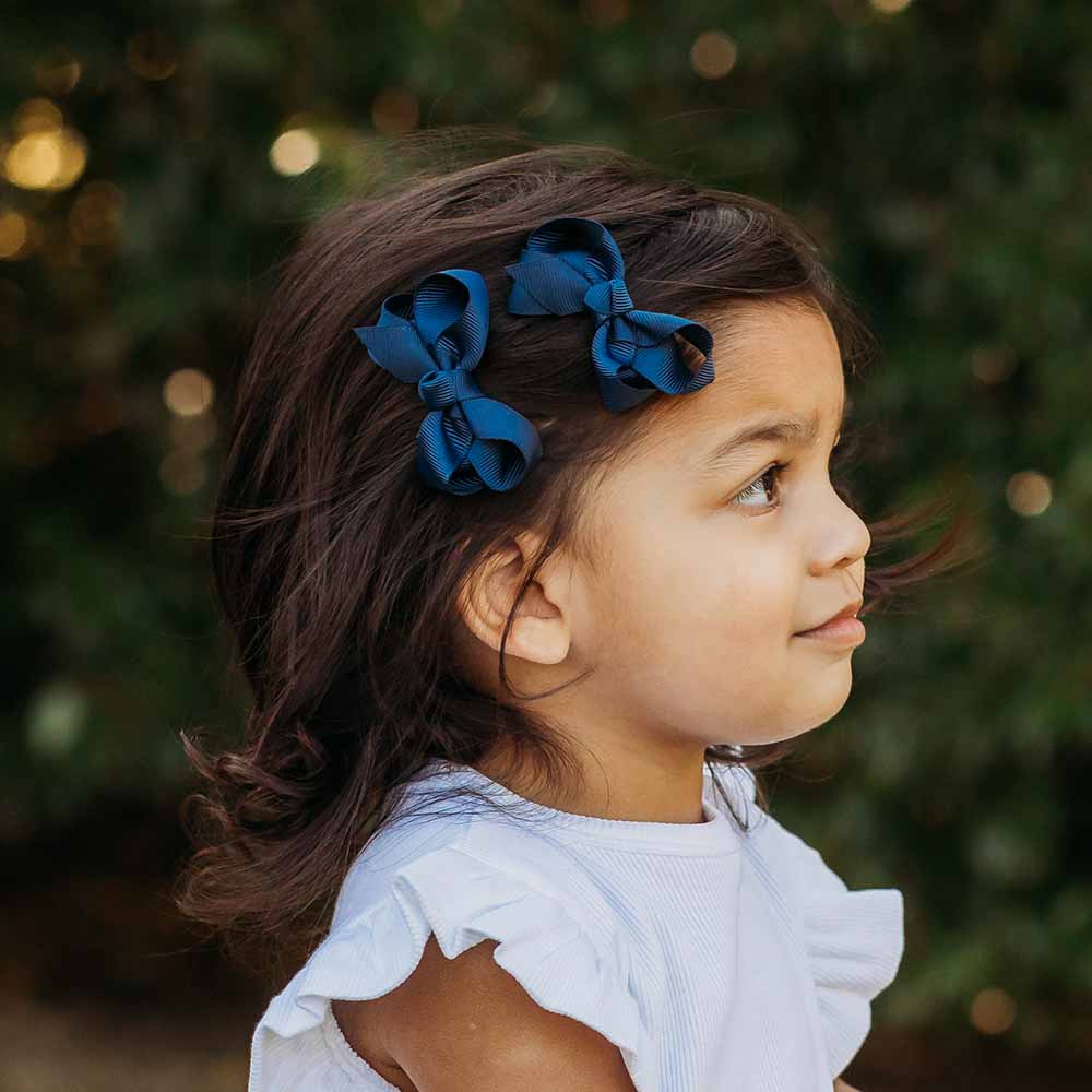 Navy Blue Piggy Tail Hair Clips - Pair - View 1