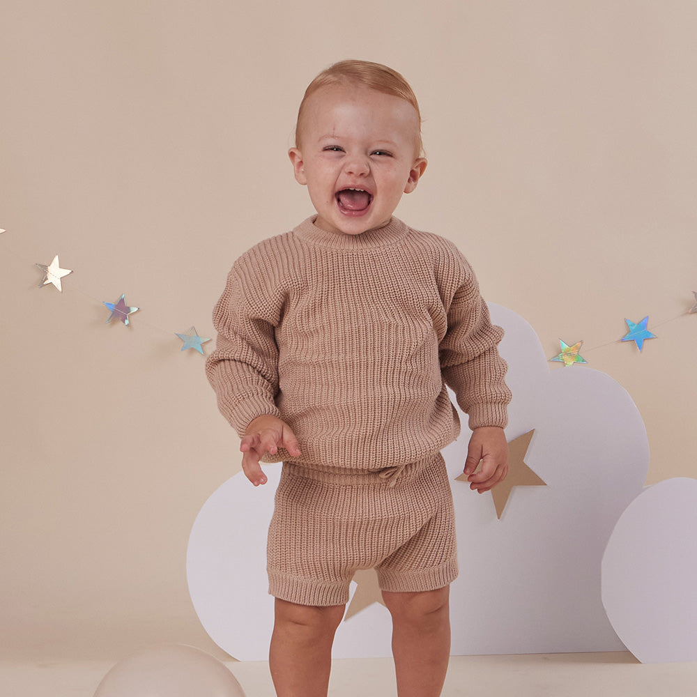Hazelnut Organic Cotton Knit Shorts - View 7