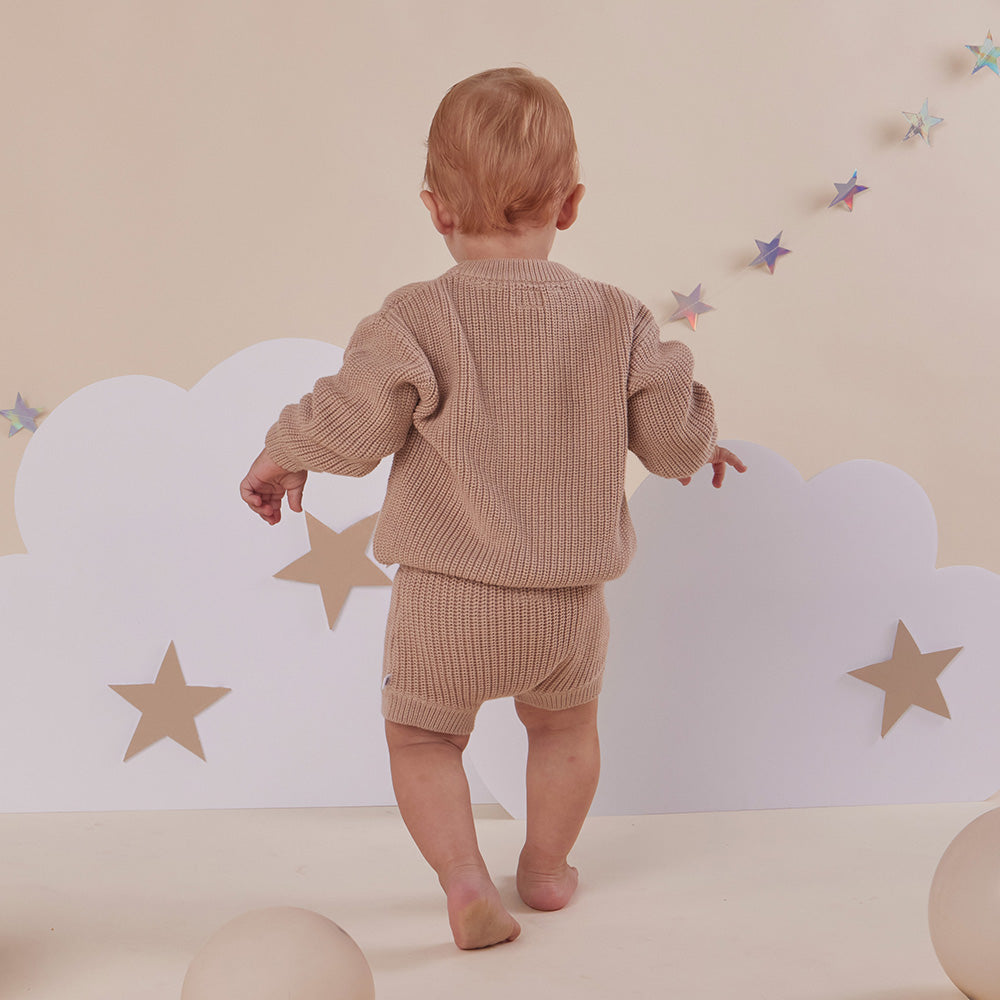 Hazelnut Organic Cotton Knit Shorts - View 4