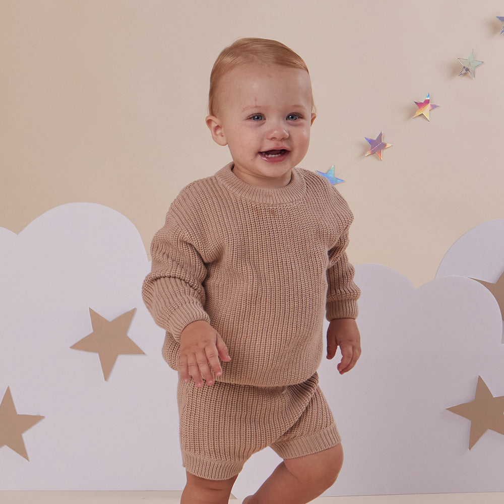 Hazelnut Organic Cotton Knit Shorts - View 6