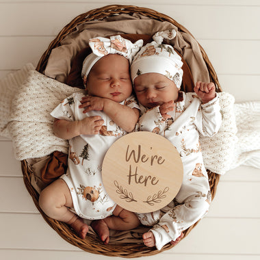 We're Here Large Wooden Milestone Card | Snuggle Hunny