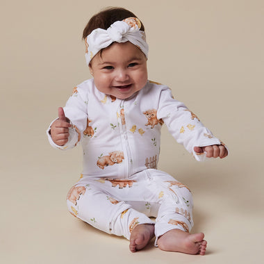 Highland Cows Organic Snugglesuit Convertible Romper | Snuggle Hunny