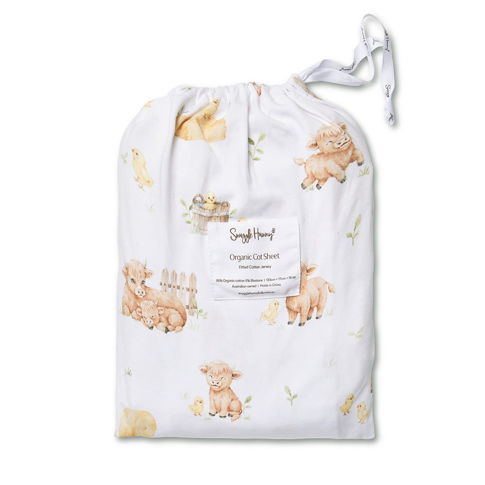 Highland Cows Organic Fitted Cot Sheet - View 7