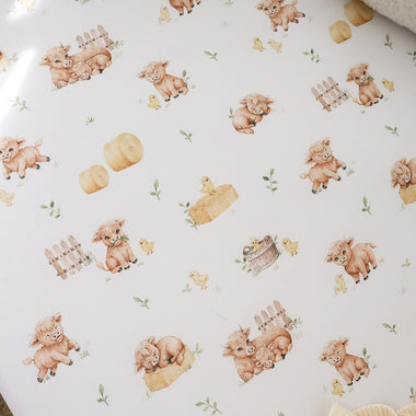 Highland Cows Organic Fitted Cot Sheet | Snuggle Hunny