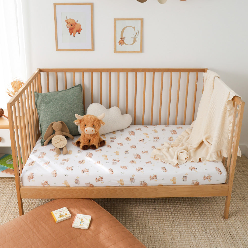 Highland Cows Organic Fitted Cot Sheet - View 6