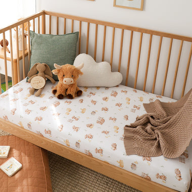 Highland Cows Organic Fitted Cot Sheet | Snuggle Hunny
