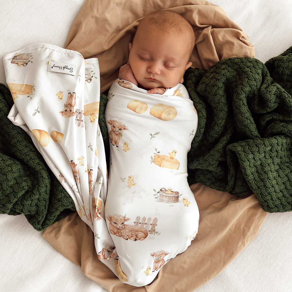 Highland Cows Organic Jersey Wrap & Beanie Set - View 3