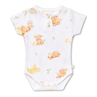 Highland Cows Short Sleeve Organic Bodysuit| Snuggle Hunny