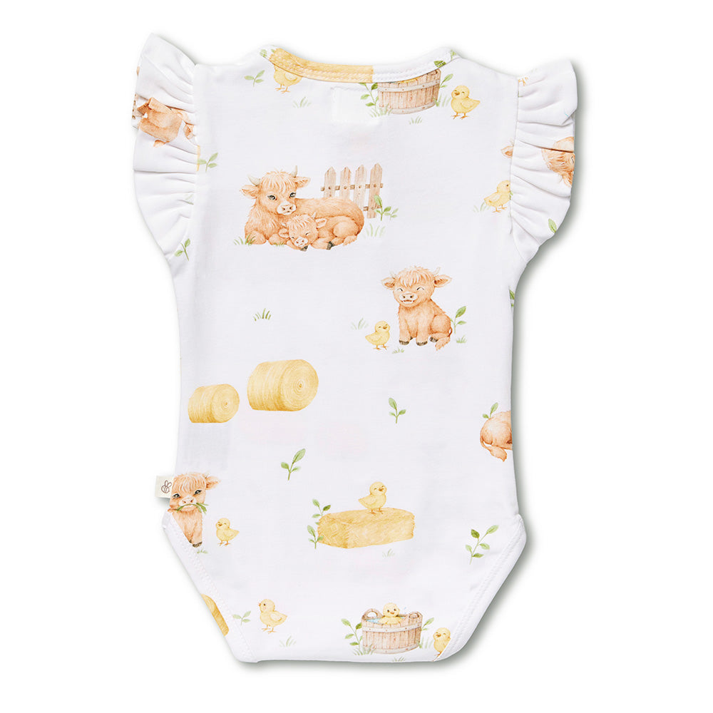 Highland Cows Short Sleeve Organic Bodysuit with Frill - View 11