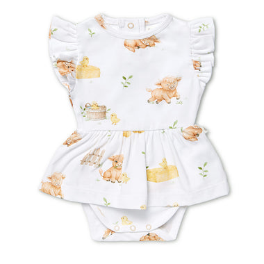 Highland Cows Short Sleeve Organic Dress | Snuggle Hunny