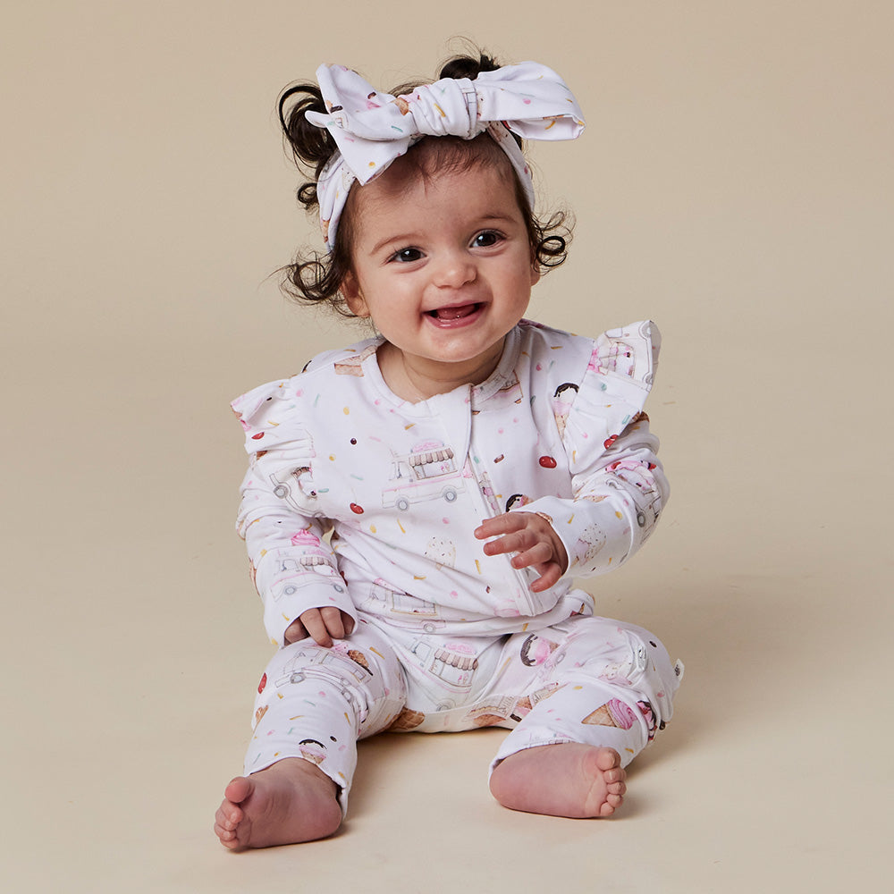 Ice Creams Organic Snugglesuit Convertible Romper with Frill - View 9