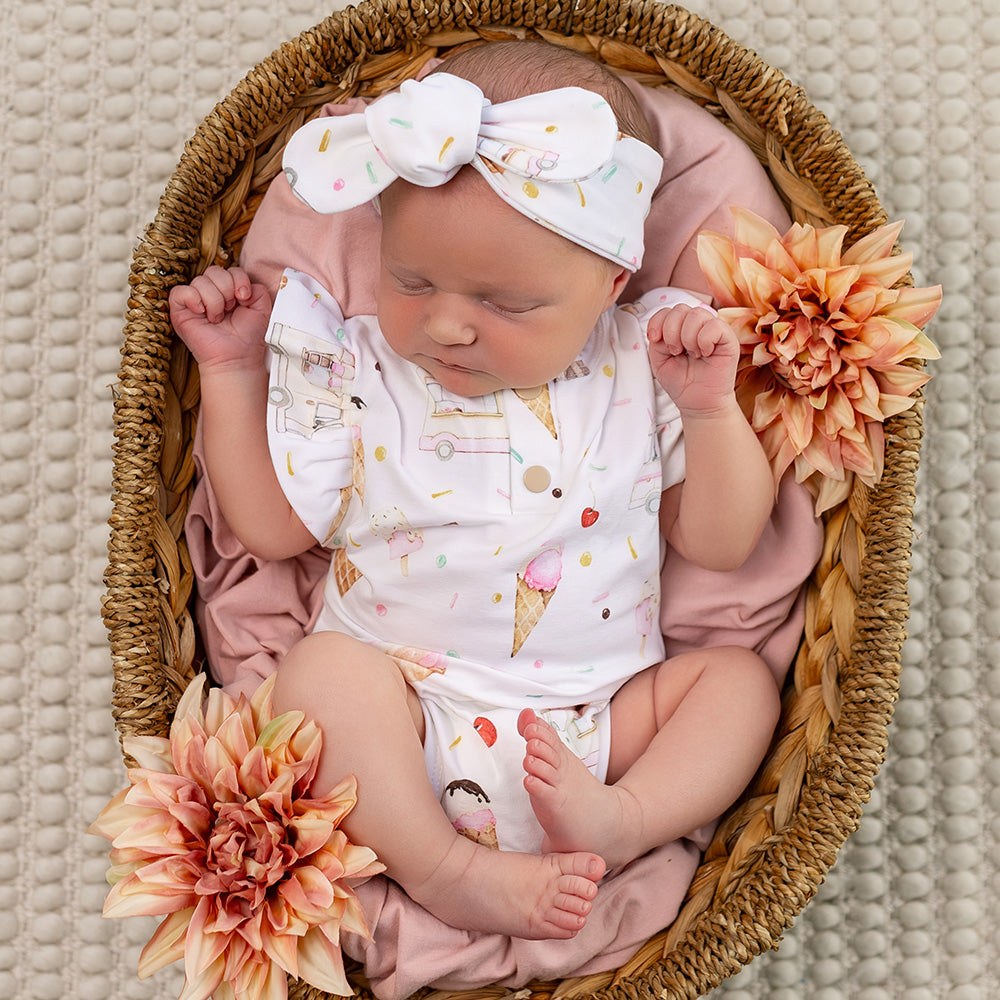 Ice Creams Short Sleeve Organic Bodysuit with Frill - View 3
