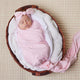 Baby Pink Organic Jersey Wrap & Topknot Set - Thumbnail 1