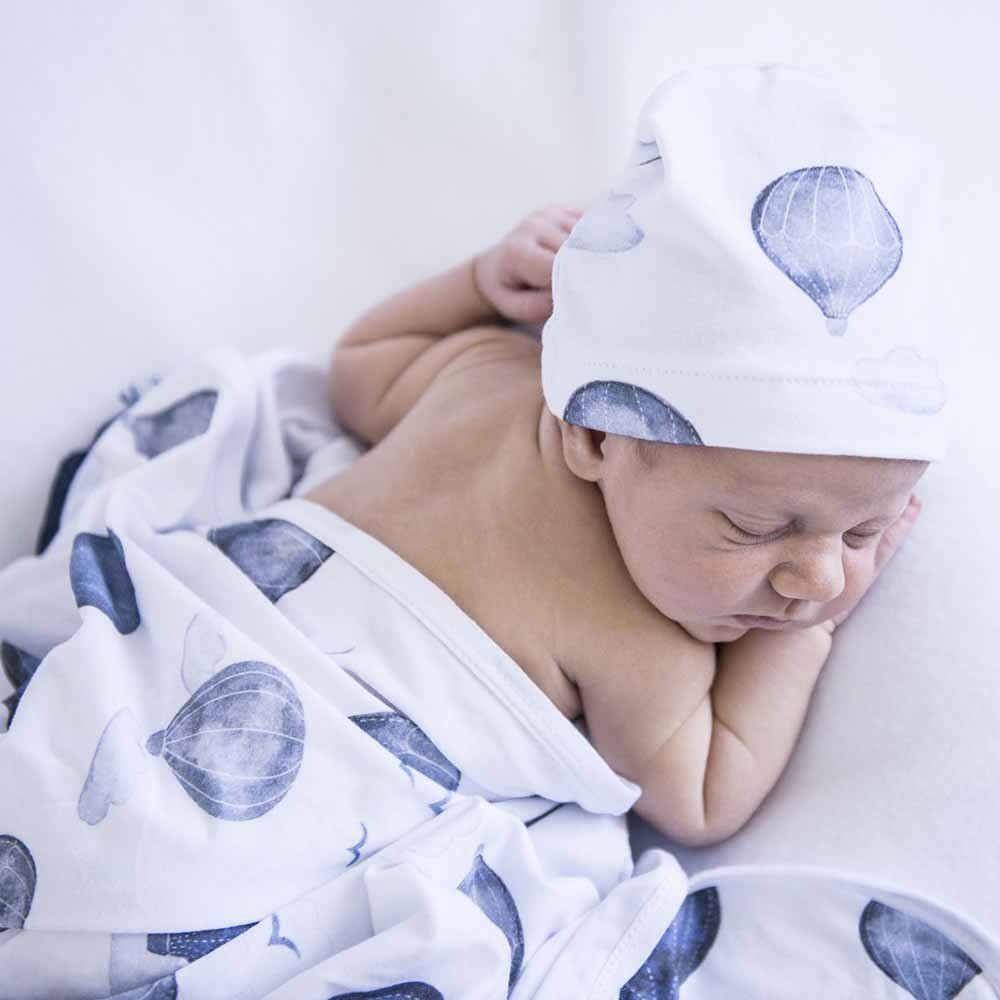 Cloud Chaser Baby Jersey Wrap & Beanie Set - View 3