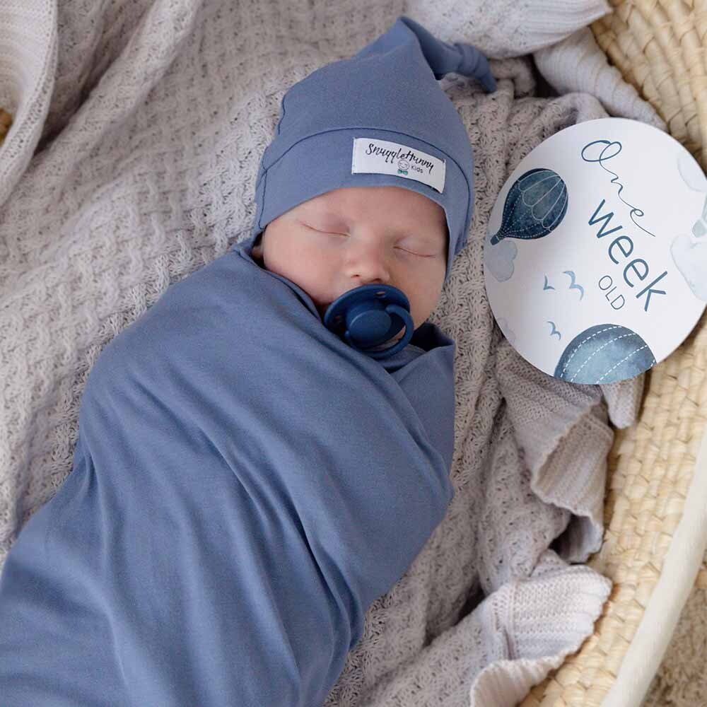 Indigo Organic Jersey Wrap & Beanie Set - View 8