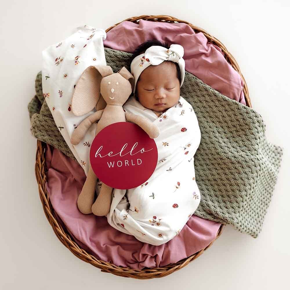 Ladybug Organic Jersey Wrap & Topknot Set-Snuggle Hunny