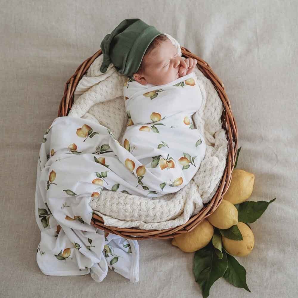 Lemon Organic Jersey Wrap & Beanie Set - View 3