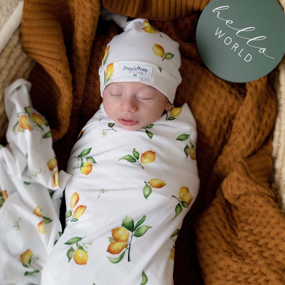 Lemon Organic Jersey Wrap & Beanie Set - View 8