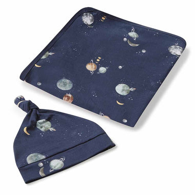 Milky Way Baby Jersey Wrap & Beanie Set-Snuggle Hunny