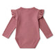 PREORDER: Jewel Pink Rib Long Sleeve Organic Bodysuit with Frill - Thumbnail 5