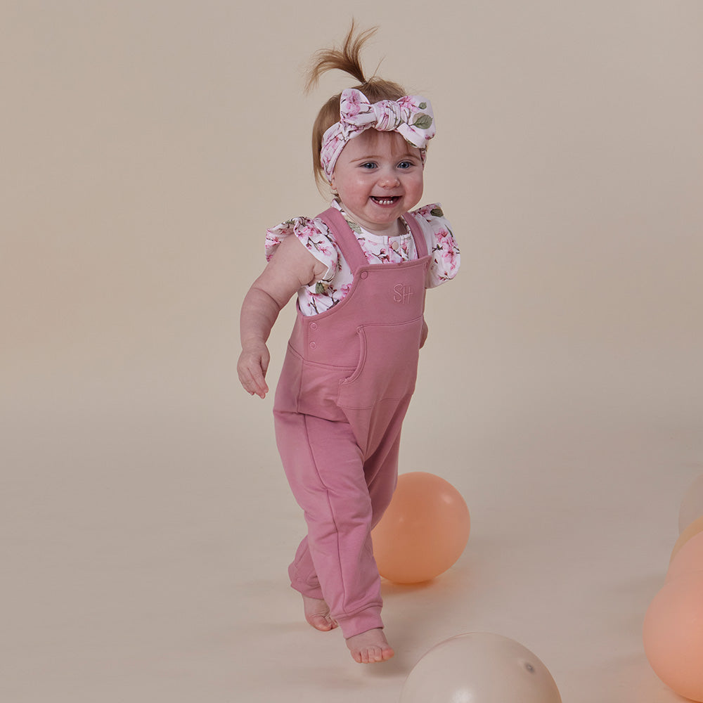 Jewel Pink Organic Joey Overalls - View 6