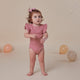PREORDER: Jewel Pink Rib Short Sleeve Organic Bodysuit with Frill - Thumbnail 4