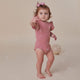 PREORDER: Jewel Pink Rib Short Sleeve Organic Bodysuit with Frill - Thumbnail 3