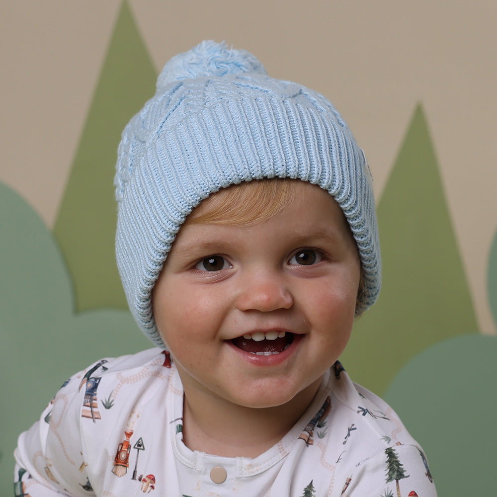 Baby Blue Organic Baby Knit Beanie - View 5