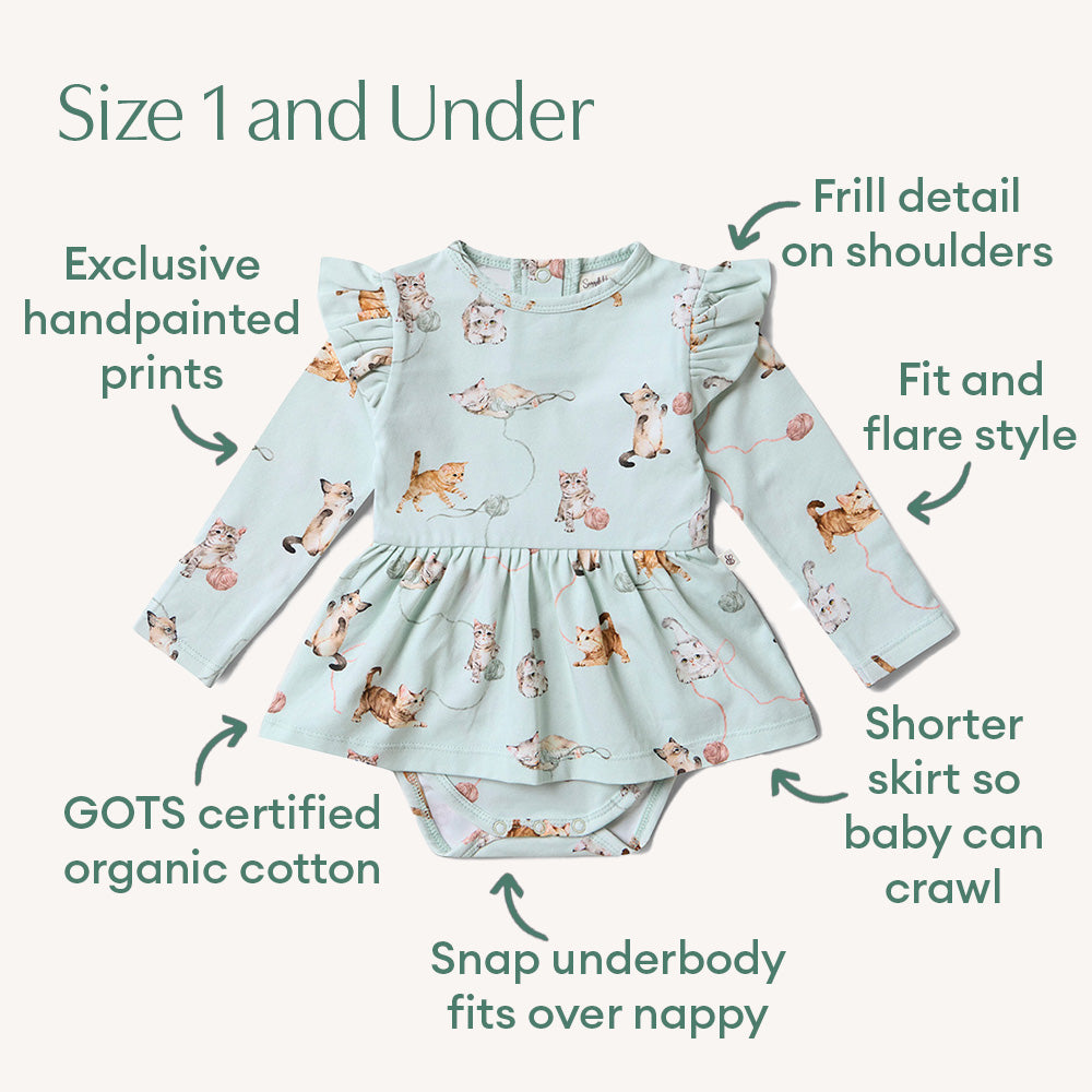 Kittens Long Sleeve Organic Dress - View 5