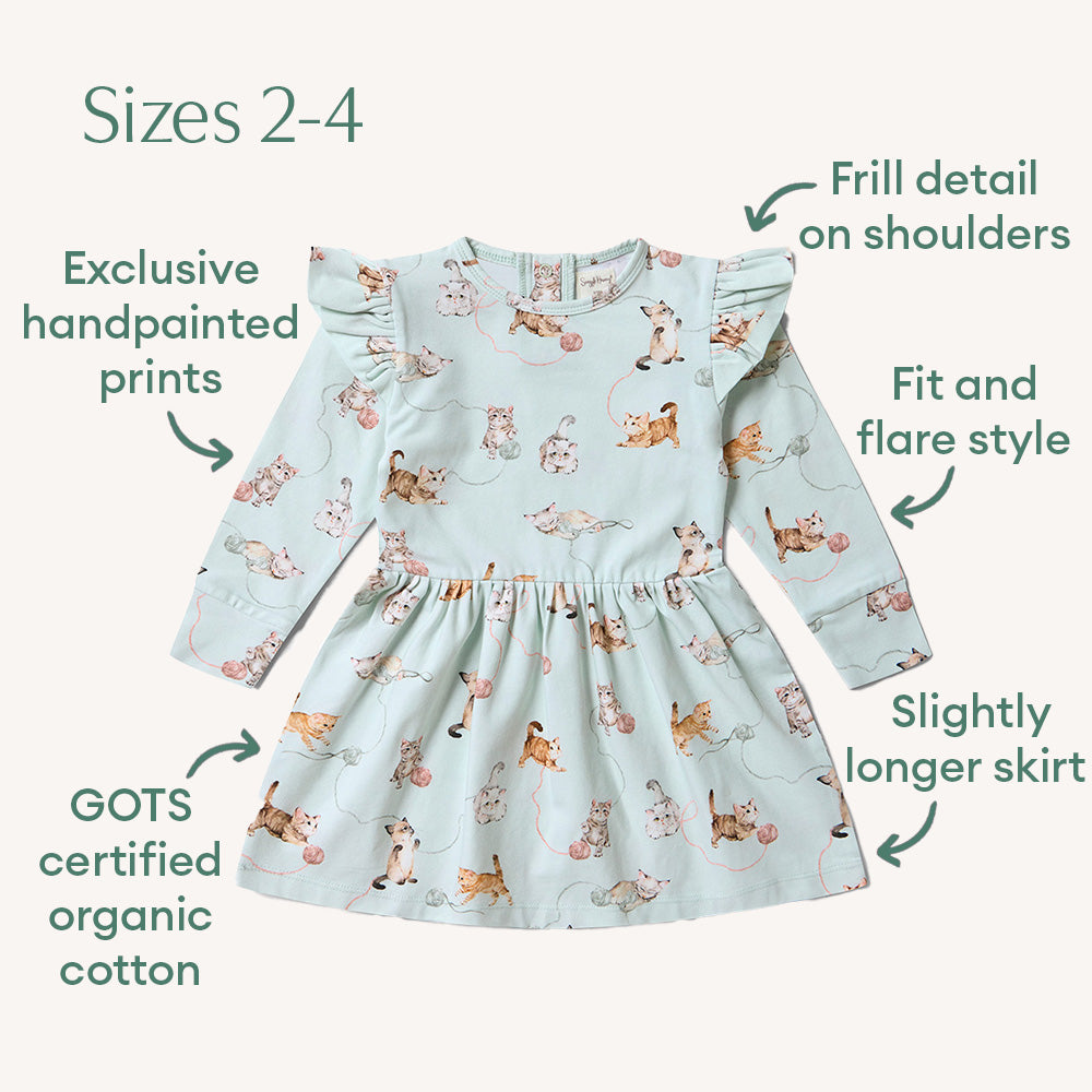 Kittens Long Sleeve Organic Dress - View 13