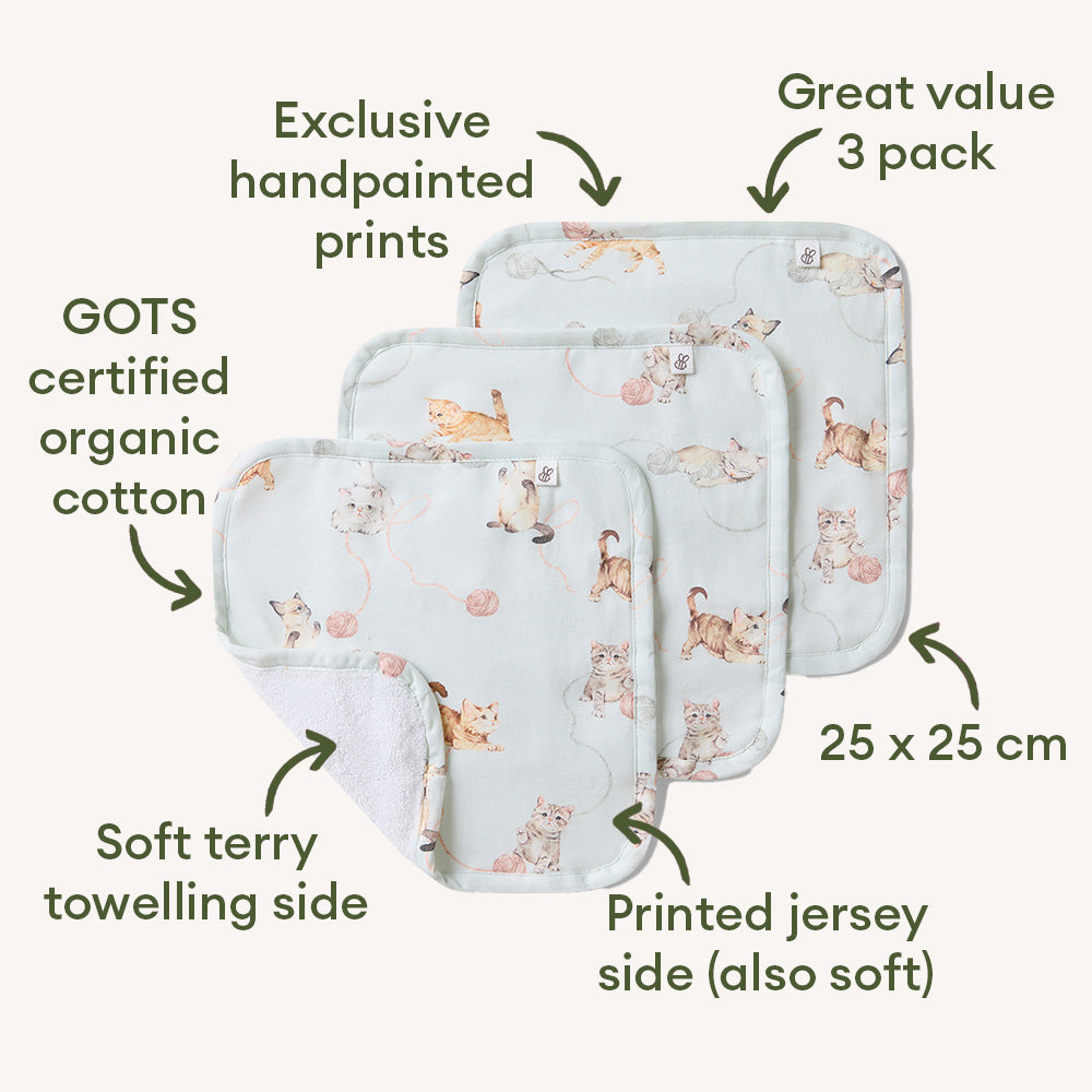 Kittens Organic Wash Cloths - 3 Pack - View 2