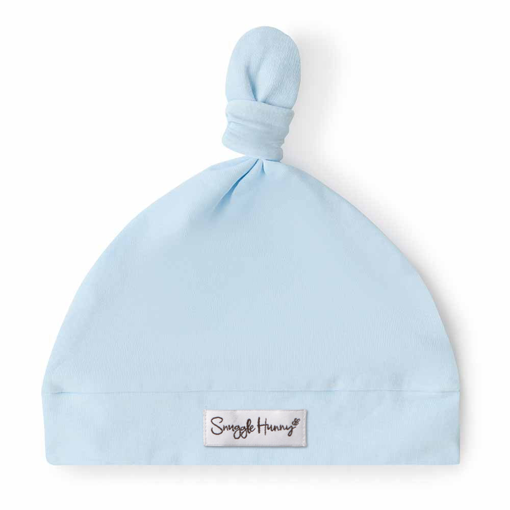 Baby Blue Organic Knotted Beanie - View 2