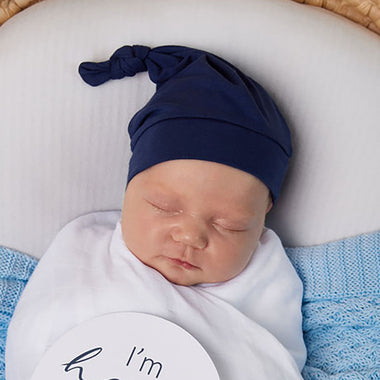 Knotted Beanie - Navy Organic Knotted Beanie