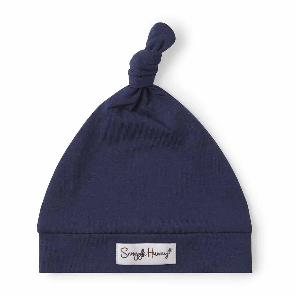 Navy Organic Knotted Beanie - View 2