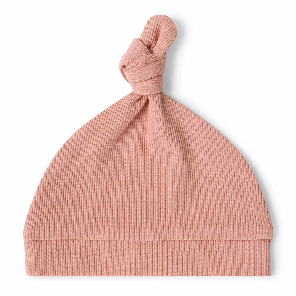 Rose Ribbed Organic Knotted Beanie - View 3