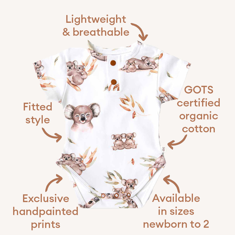 Koala Short Sleeve Organic Bodysuit - View 4