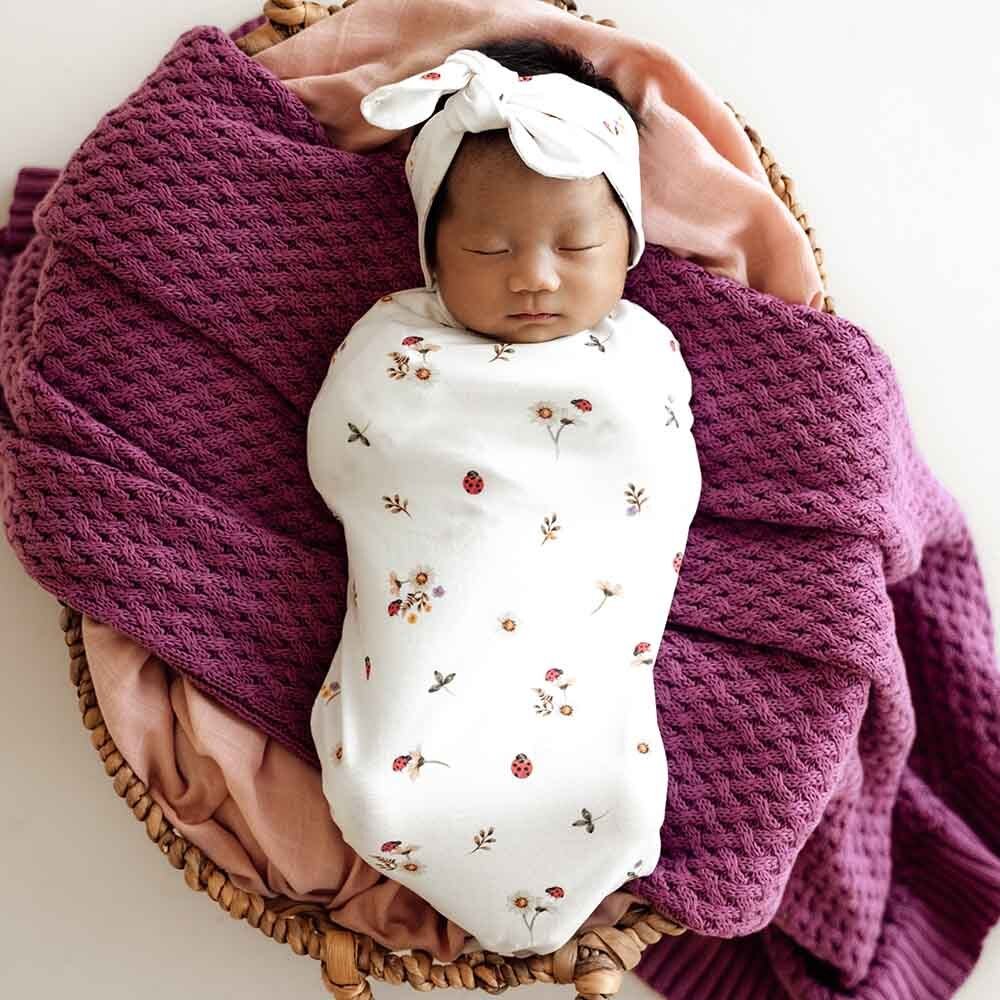 Ladybug Organic Snuggle Swaddle & Topknot Set - View 1