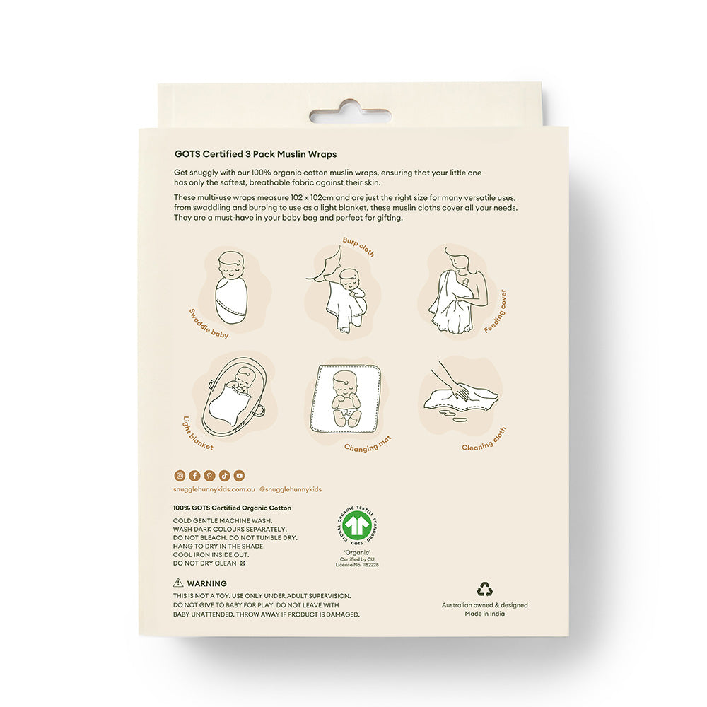 Large Organic Muslin Wraps 3 Pack - Duck Pond/Sage/Milk - View 3