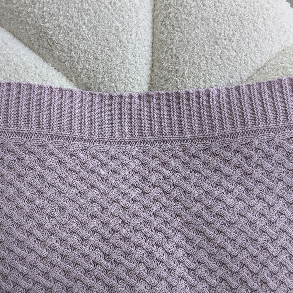Lavender Diamond Knit Organic Baby Blanket - View 6