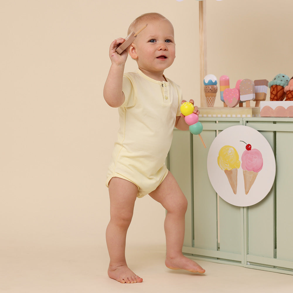 Lemon Sorbet Short Sleeve Organic Bodysuit - View 4