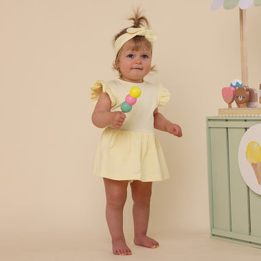 Lemon Sorbet Short Sleeve Organic Dress | Snuggle Hunny