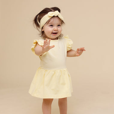 Lemon Sorbet Short Sleeve Organic Dress | Snuggle Hunny