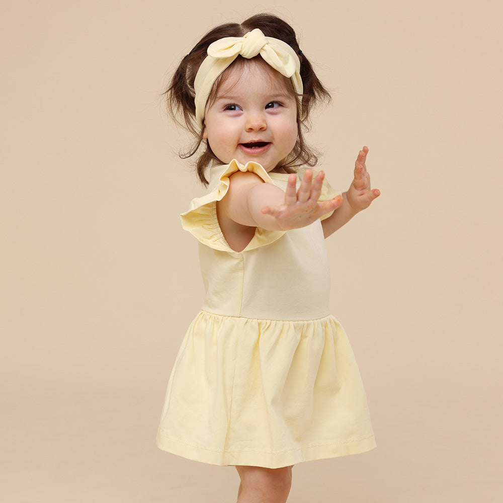 Lemon Sorbet Short Sleeve Organic Dress - View 3
